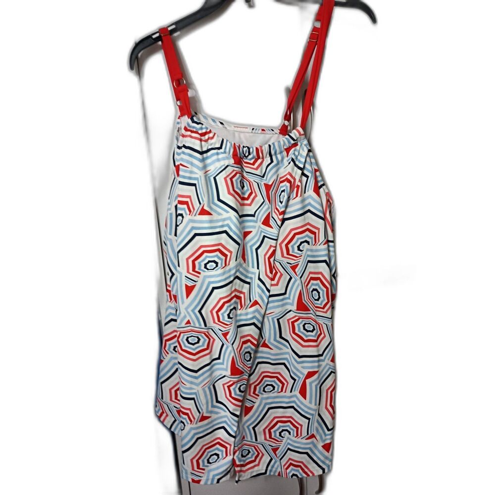 Crown & Ivy Umbrellicana Flyaway Tankini Swim Top and Swim Skirt, Womens 3XL,